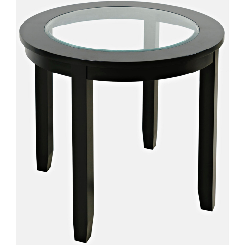 Urban Icon 42" Round Counter Dining Table in Black with Glass Inlay